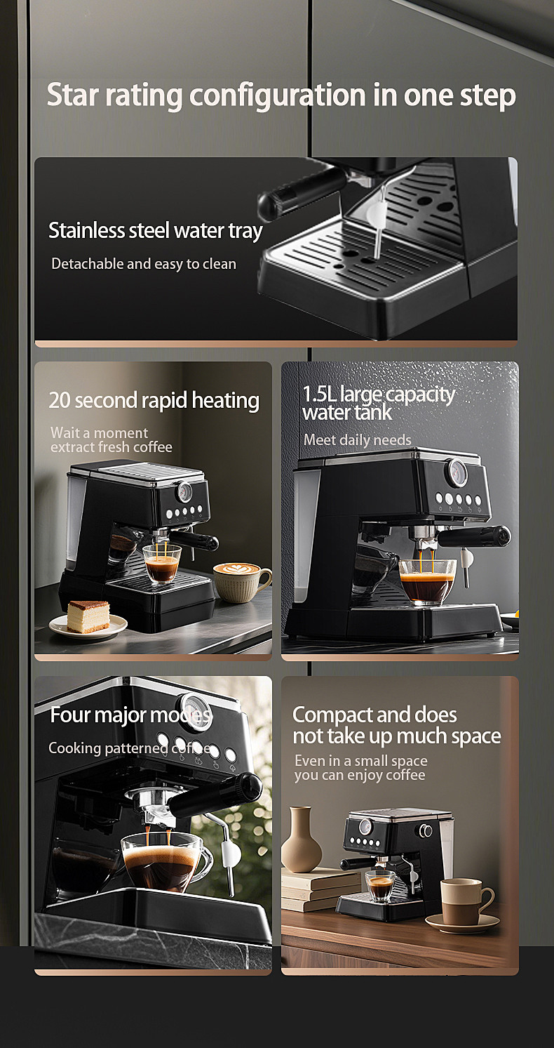 N68L 20Bar Professional Espresso Machine with Milk Frother (2)