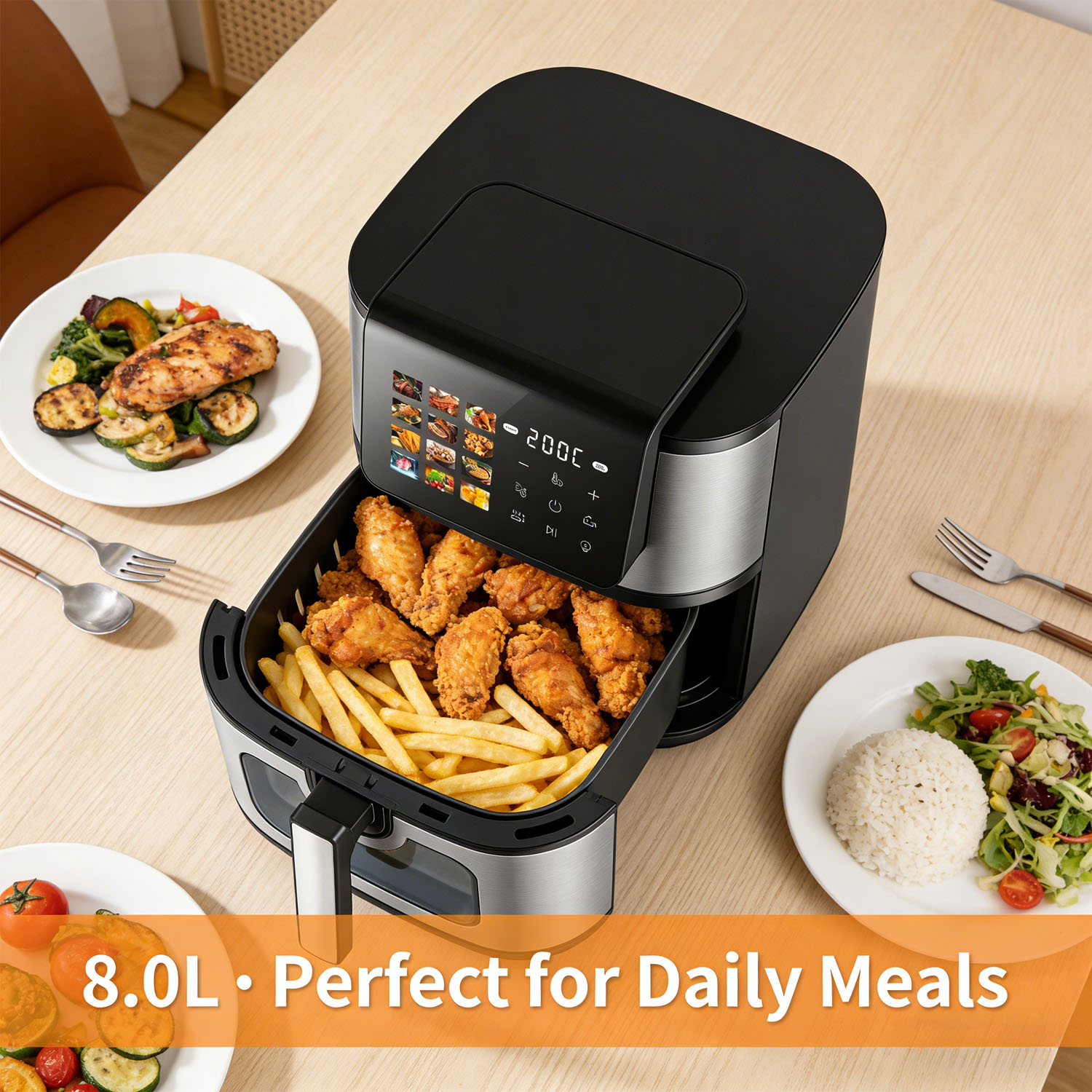 Family Dinner Table Air Fryer Scenario