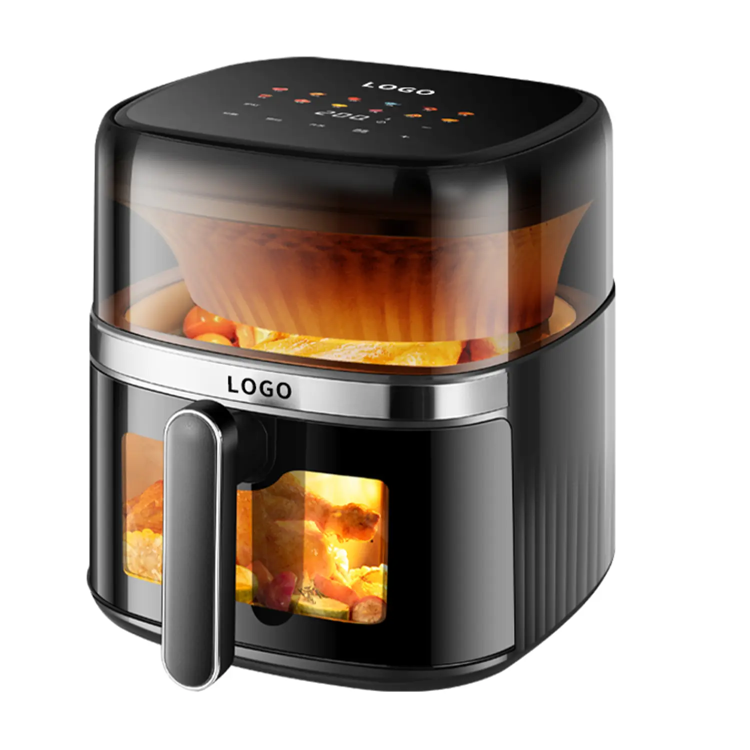 China 6L Panoramic Air Fryer with Double Window HD Touch Screen Square Basket 1500W Manufacturers, Supplier