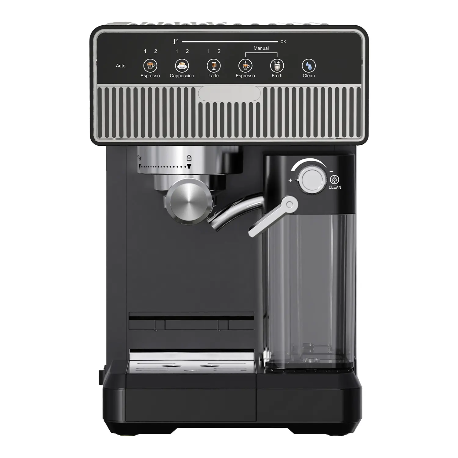 China Automatic Espresso Coffee Machine | Model CM5220 | 1.8L Water Tank | 500ml Milk Tank | Touch Control | Apexdura OEM/ODM Manufacturer, Factory