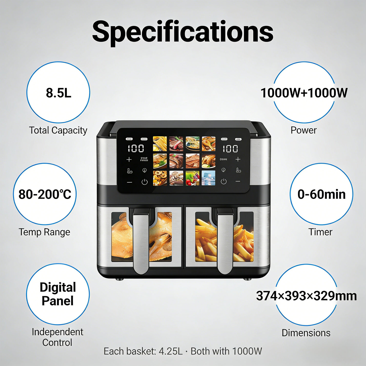 Dual Zone Air Fryer - Technical Specifications