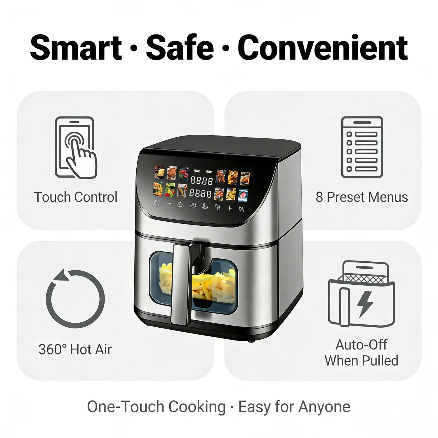 Wholesale Digital Air Fryer 8L 1700W Metal Cavity Dual Heating Touch Screen OEM ODM Manufacturer, Factories