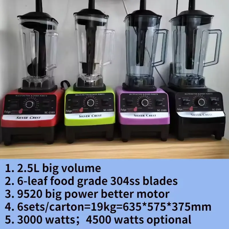 Wholesale 2L 3000/4500W Silver Crest Big Powerful Smoothies Large Commercial Blender SC-1589 Manufacturers, Manufacturer