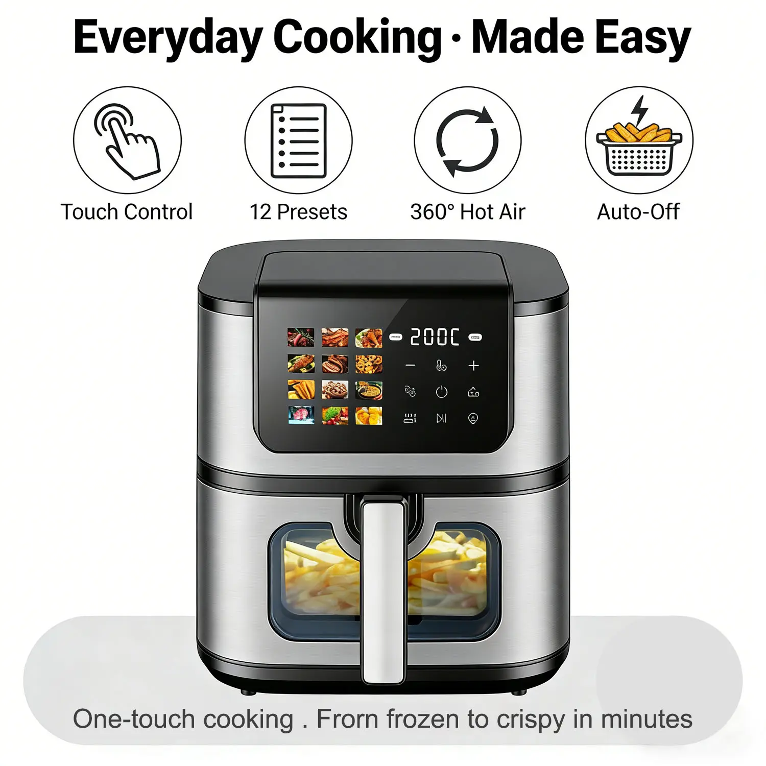 Wholesale Digital Air Fryer 8L 1700W Metal Cavity 12 Preset Menus Touch Screen Manufacturers, Factory