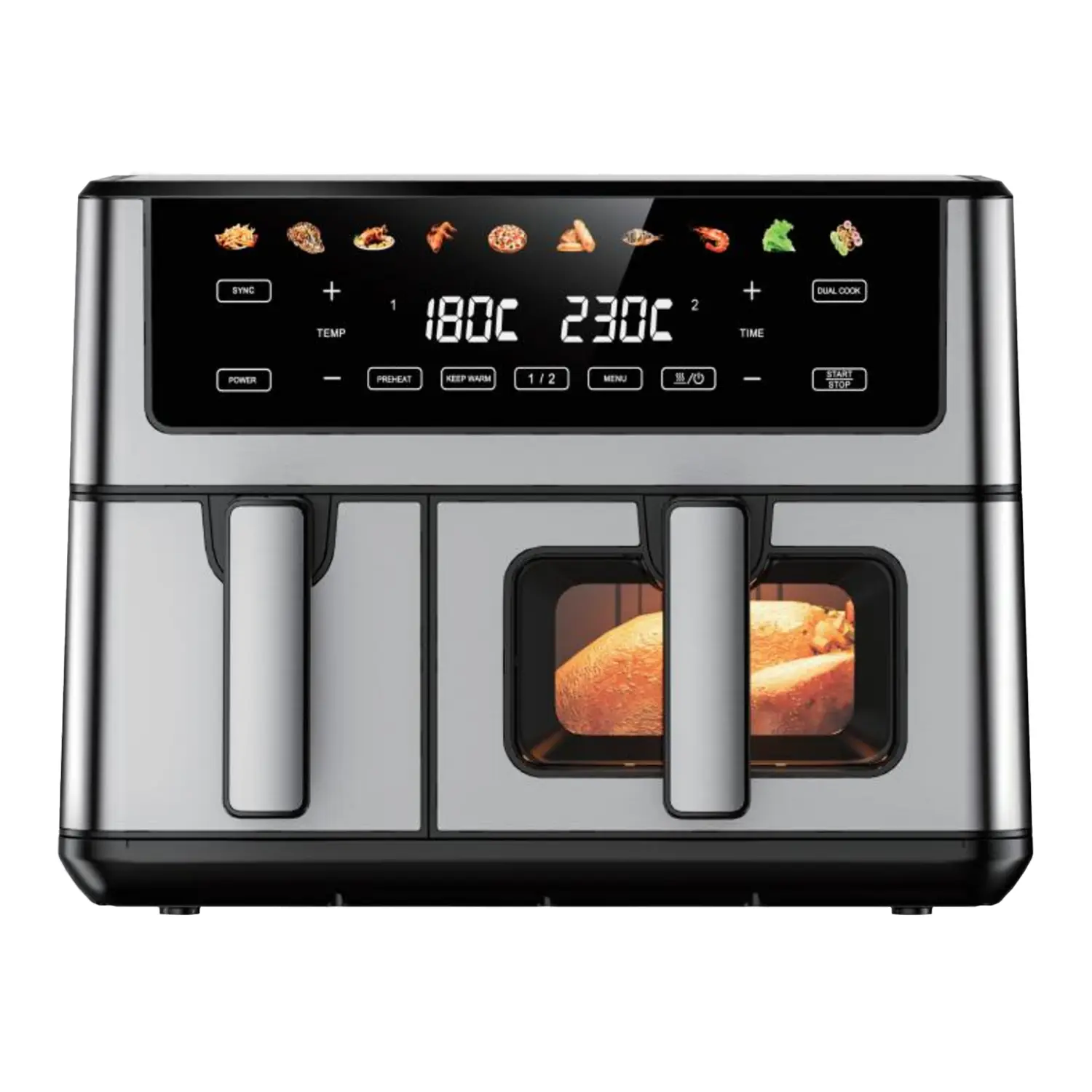 China 11L Asymmetric Dual Basket Air Fryer | 2300W | Large + Small Basket | Model RA1104DSV | Apexdura OEM/ODM Manufacturers, Factory