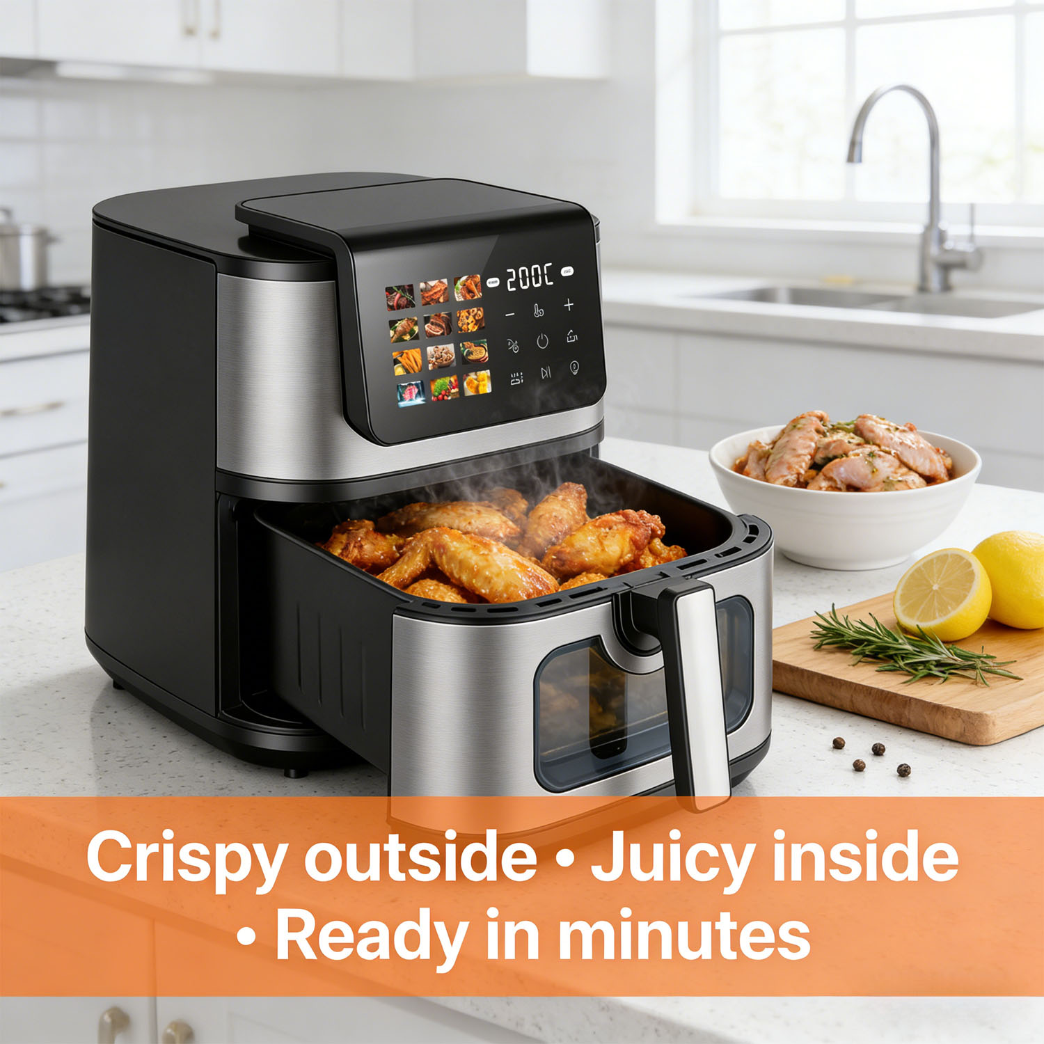 8L Digital Air Fryer Main Scene Display