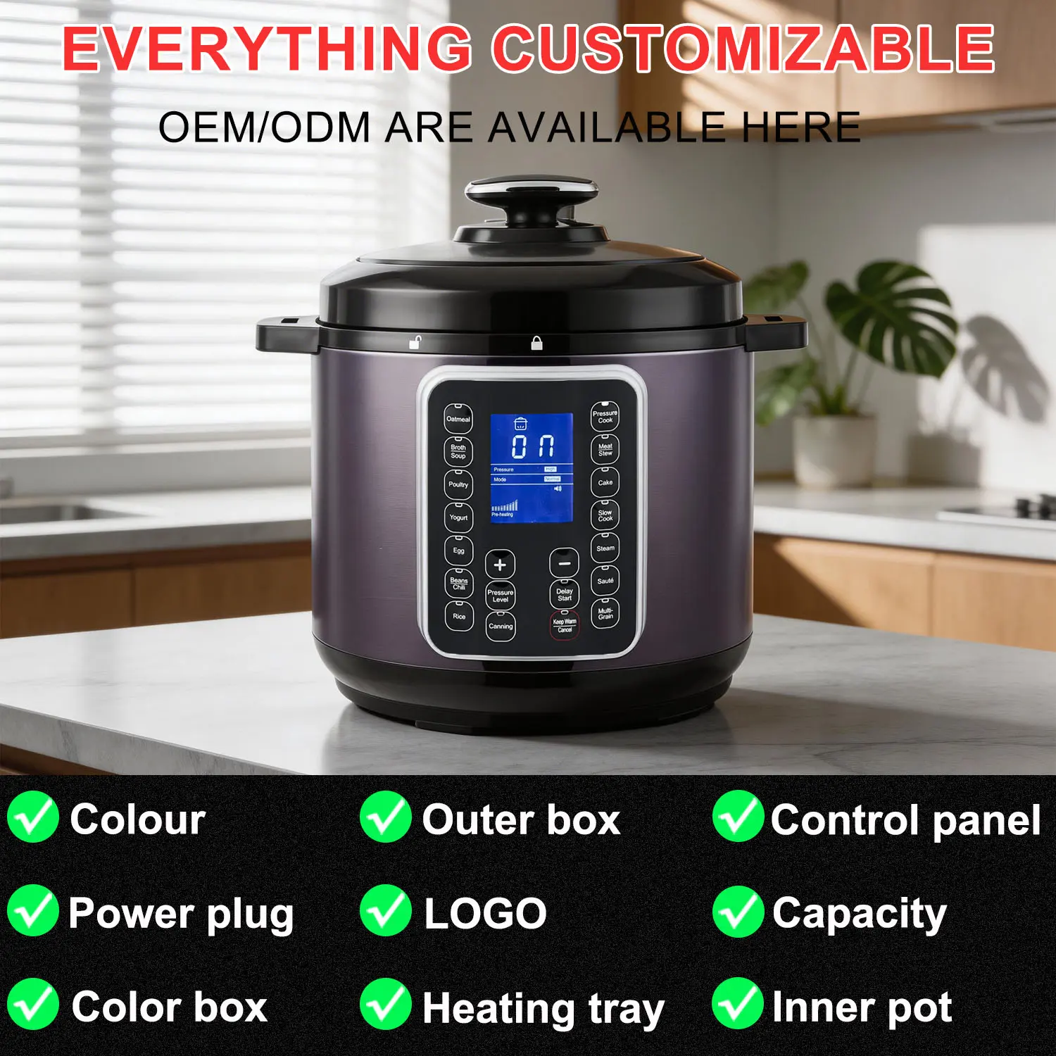China Electric Pressure Cooker 5L-12L Multi-Capacity OEM/ODM Custom Available Manufacturer, Supplier