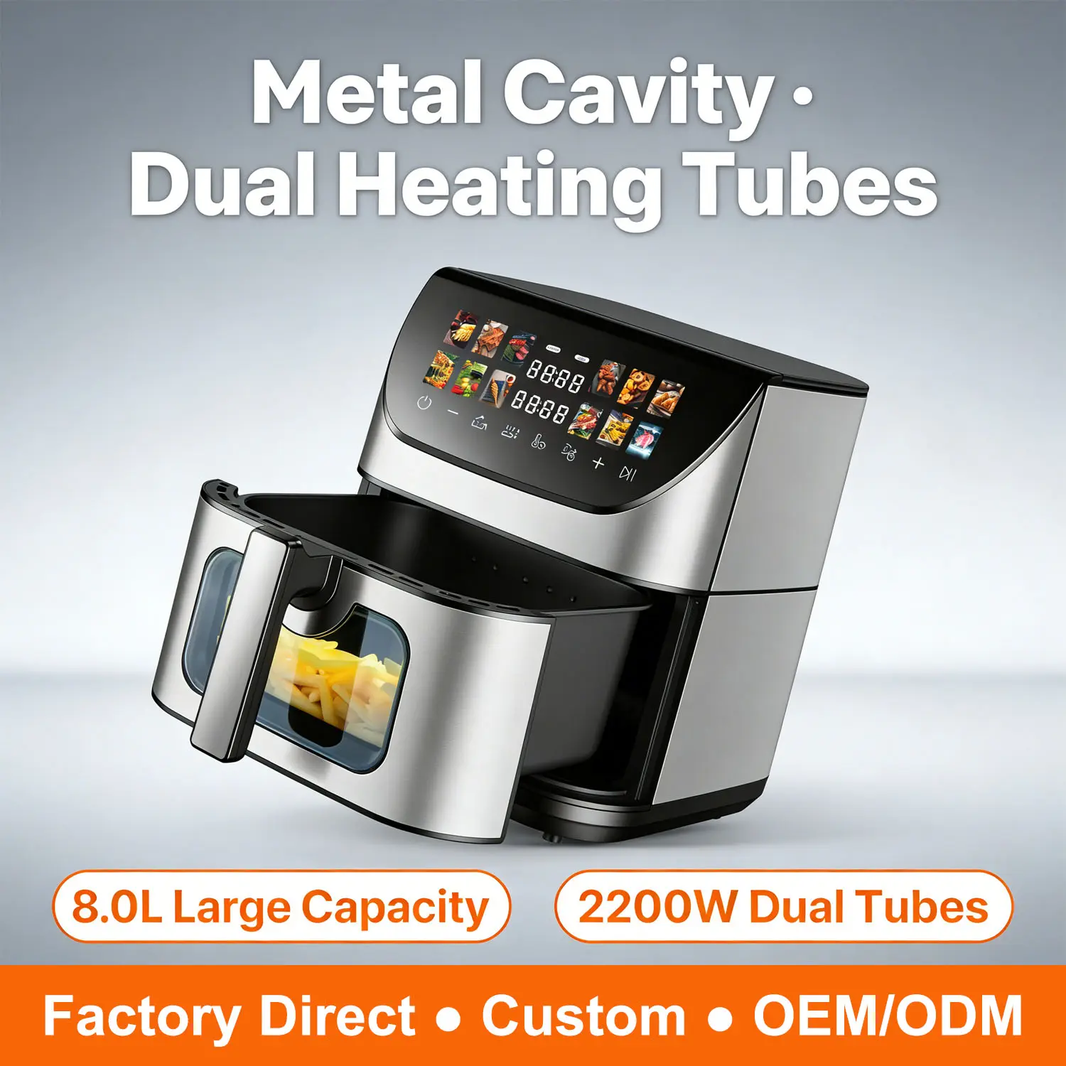Wholesale Digital Air Fryer 8L 1700W Metal Cavity Dual Heating Touch Screen OEM ODM Manufacturer, Factories