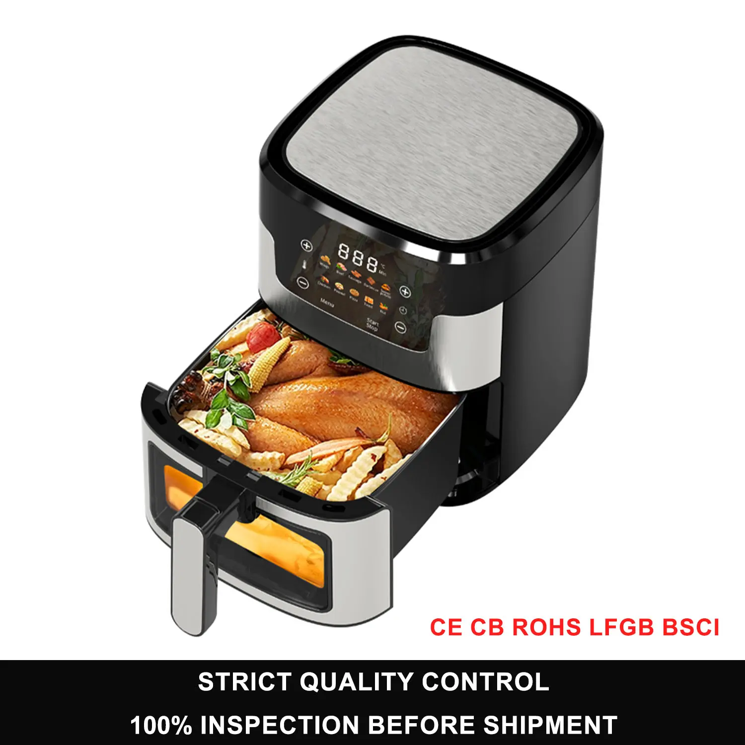 China 4.5L Digital Air Fryer Stainless Steel Heating Tube 1350W Microcomputer Control OEM ODM Manufacturers, Manufacturer