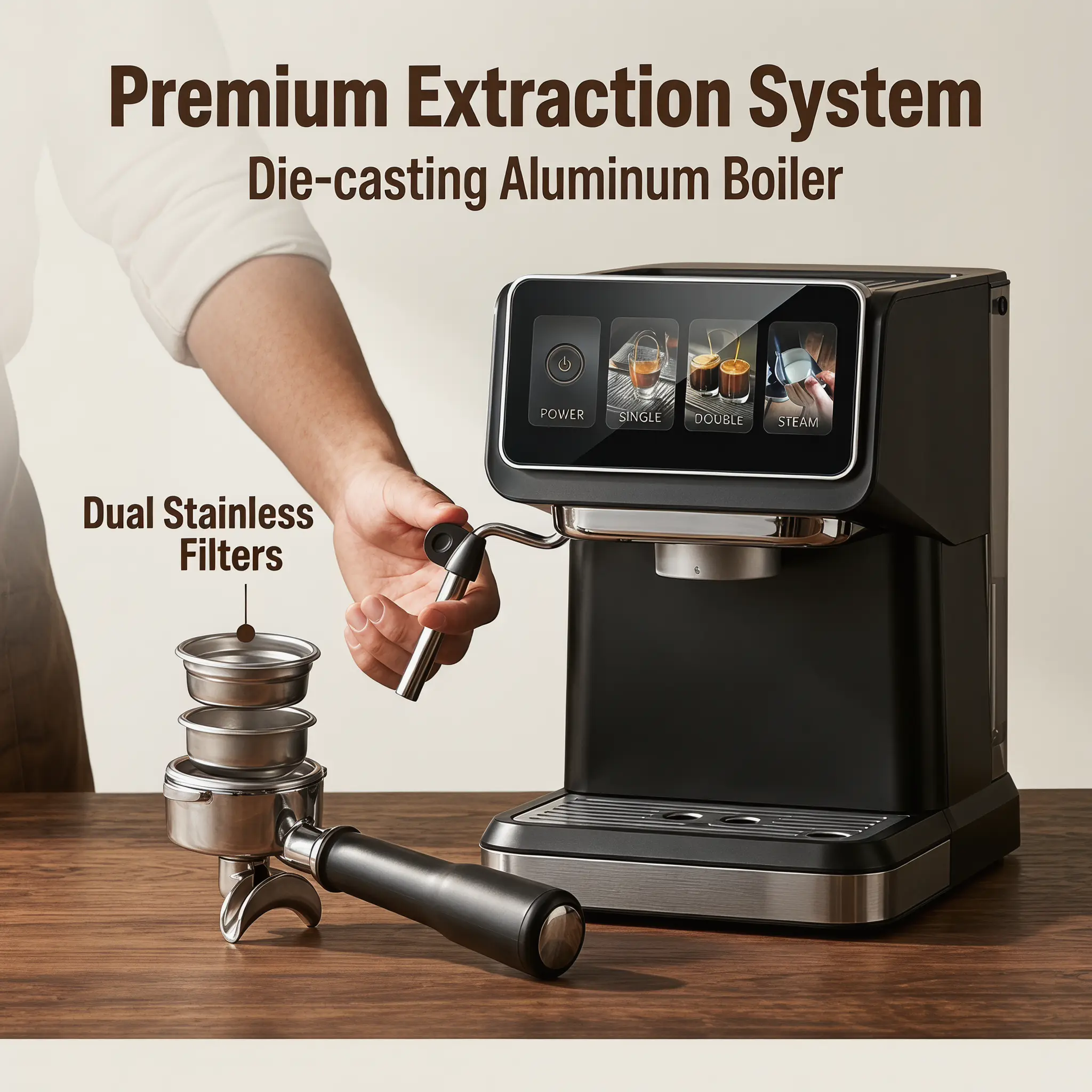 China CM3160 Coffee Machine – 15 Bar 1050W Espresso Cappuccino Soft Touch Control Supplier, Factories