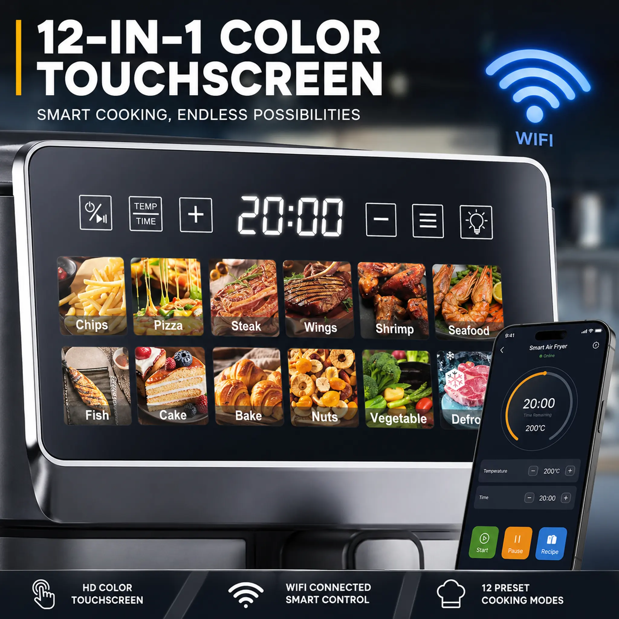 China RA802DSV Air Fryer Series – 5L/7L/9L Smart Touch Control Suppliers, Supplier