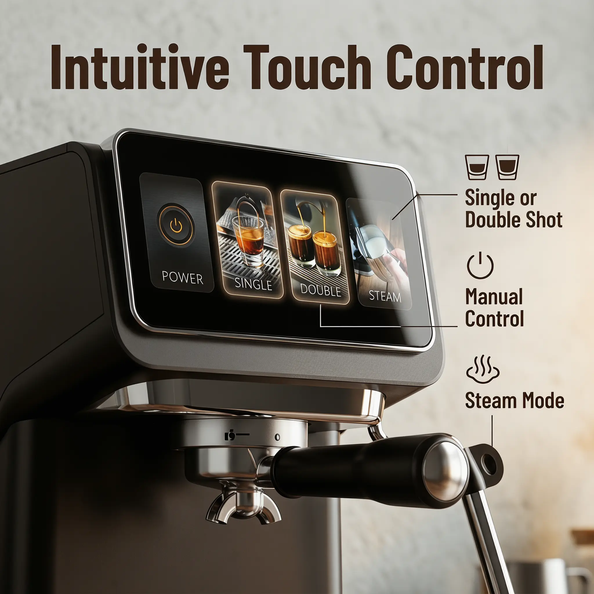 China CM3160 Coffee Machine – 15 Bar 1050W Espresso Cappuccino Soft Touch Control Supplier, Factories