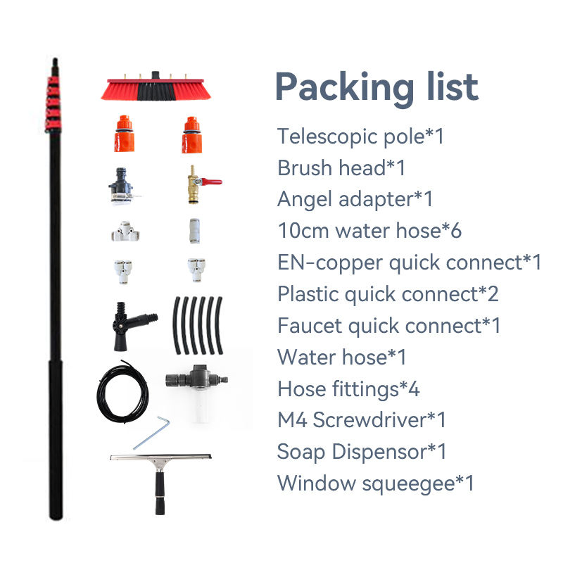 Durable Window Glass Cleaning Tools Solar Panel Cleaning Brush Water Fed Brush with Telescopic Pole