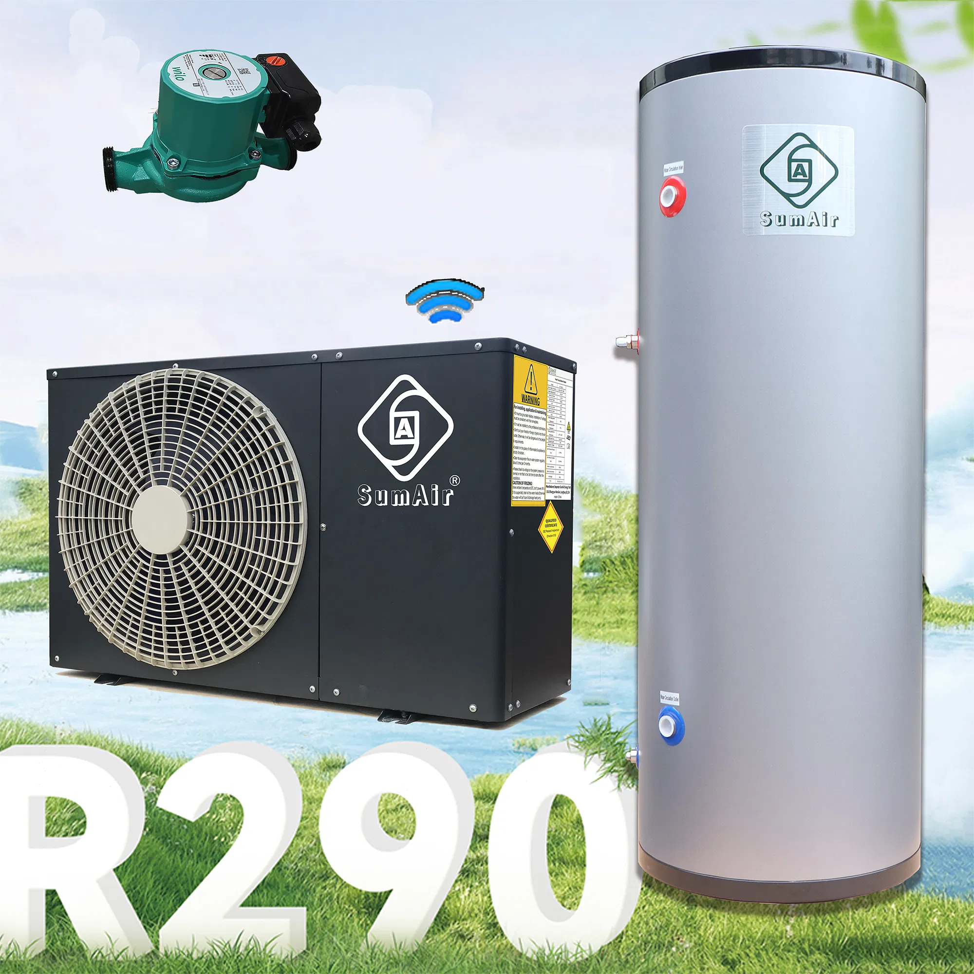 12+ Years Manufacturer Factory Supply -15dg CE CB R290 70d a++ Air to Dhw Water Heater Thermal Pump 4kw12 Hybrid Solar Heating Chilled Cylinder Tank