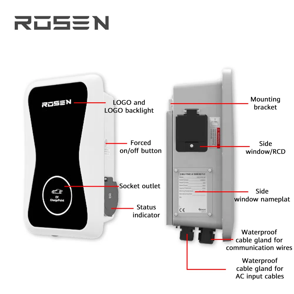 Rosenpv Solar Power 7kw EV Charger Wall Box Charger Charging Station Cost