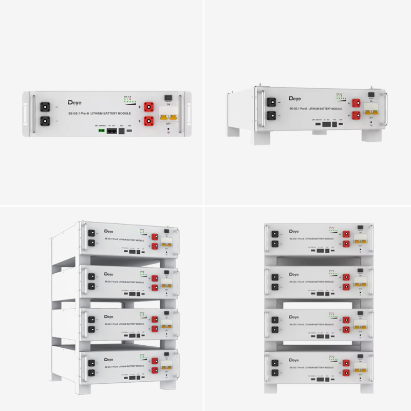 Deye Solar Power Bank LiFePO4 Battery 51.2V 100ah with RS485 Communication 64 Units Parallel for Smart Grid Integration