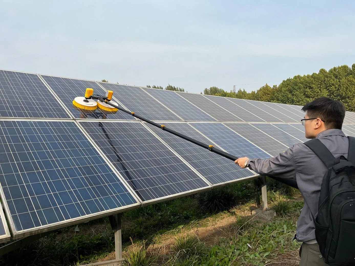 Double Head Industrial Solar Cell Panels Brush Solar Panel Cleaning Rotating Brush