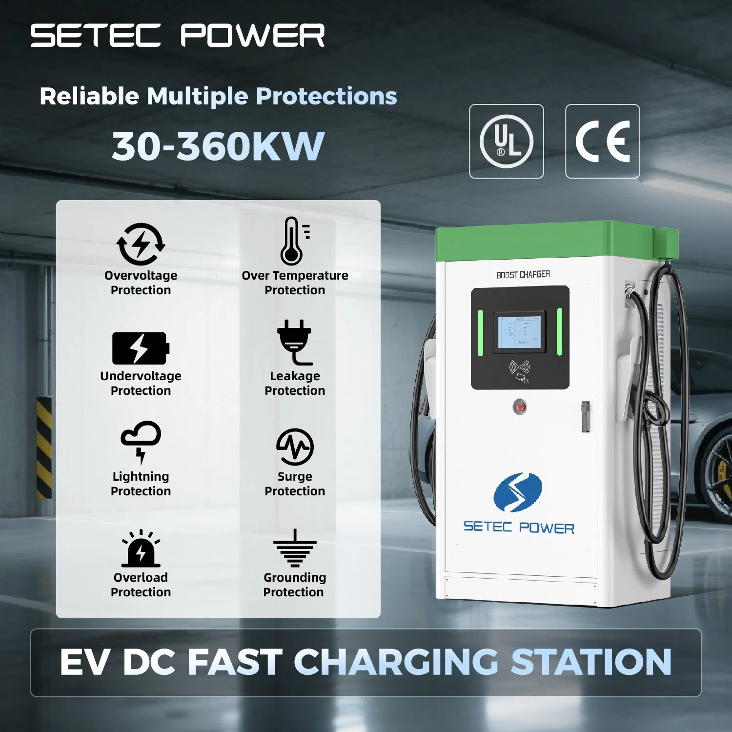 SETEC POWER Integrated Dual Adapters Photovoltaic Solar Energy Storage DC EV Electric Car Charging Station