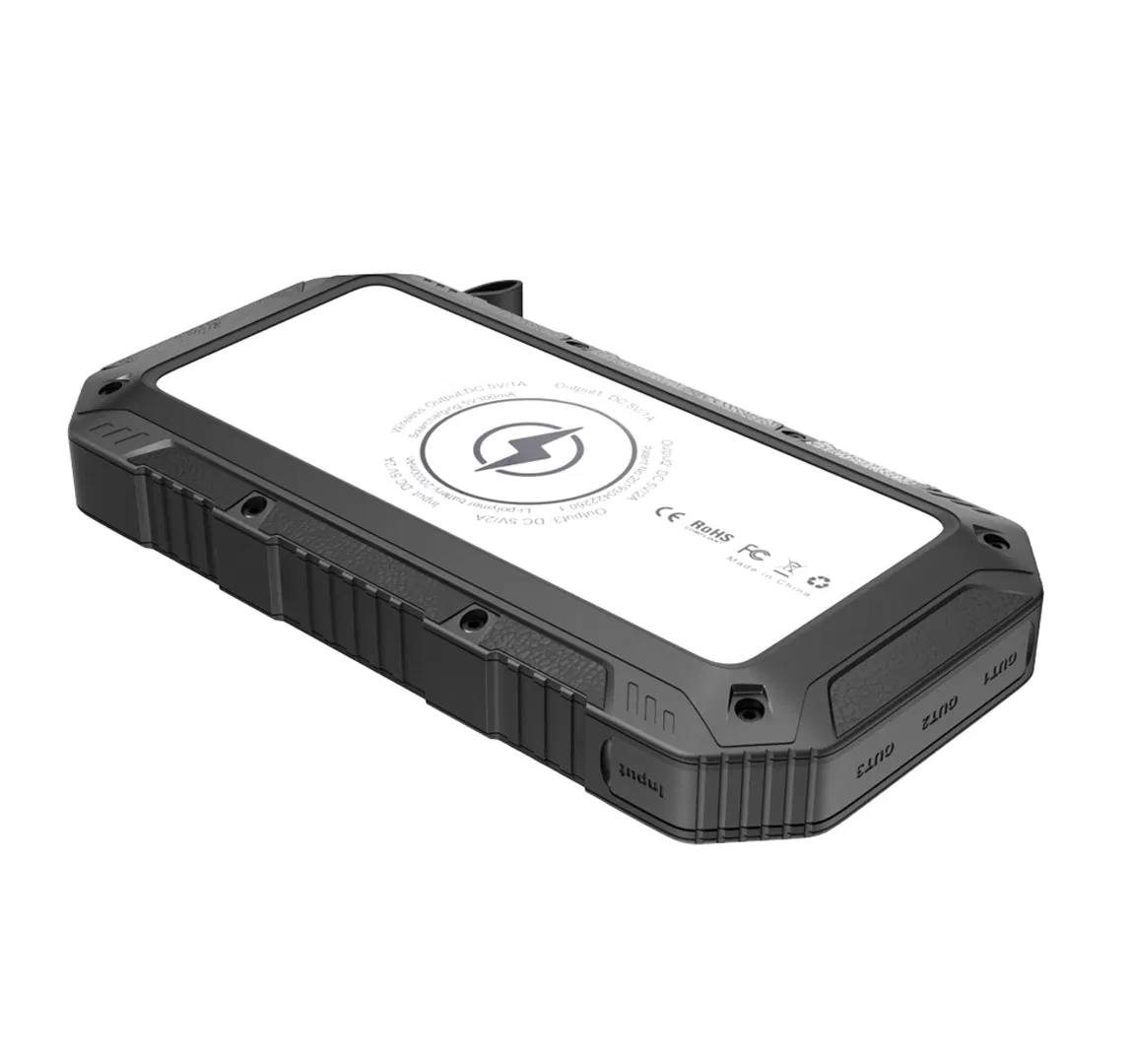 Portable Power Bank Solar Charger, 20000mAh Wireless Charger, Built-in LED Flashlight for All Cell Phone