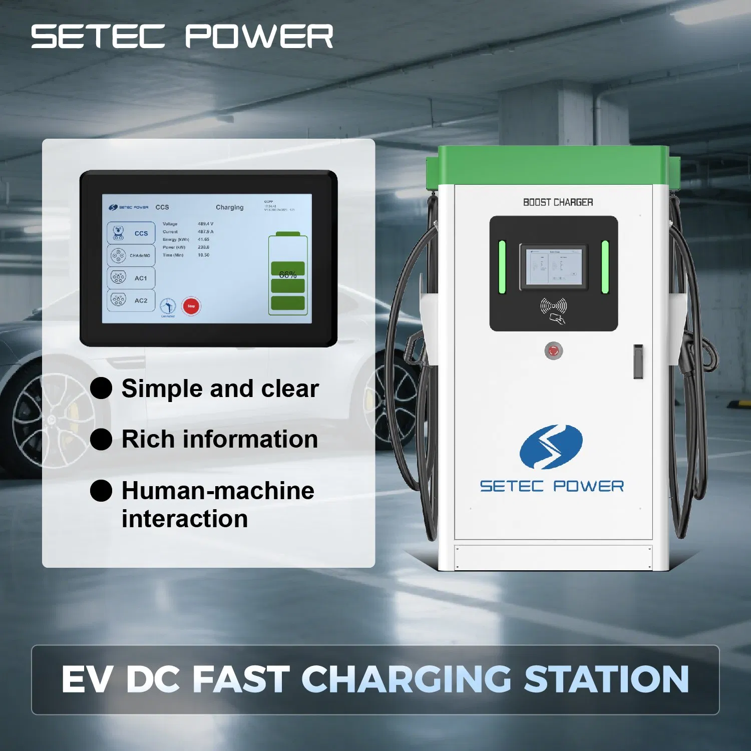 SETEC POWER Integrated Dual Adapters Photovoltaic Solar Energy Storage DC EV Electric Car Charging Station