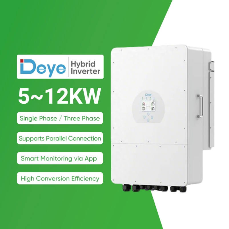 Deye Hybrid 12kw Solar Power Inverter 5kw 8kw 10kw MPPT Charger Controller Hybrid Solar Single/Three Phase Hybrid Inverter for Home Energy Storage System