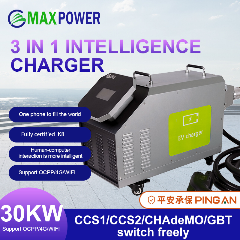Max Power 30kw CCS2 Connector DC Portable EV Charger Level 3 Mobile Solar Power Bank Electric Car Charging Station