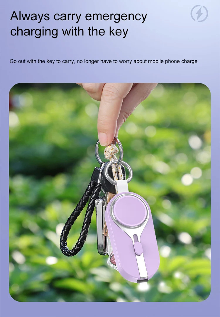 Portable Small Solar Cell Phone Charger, Fast Charging Power Bank Key Chain