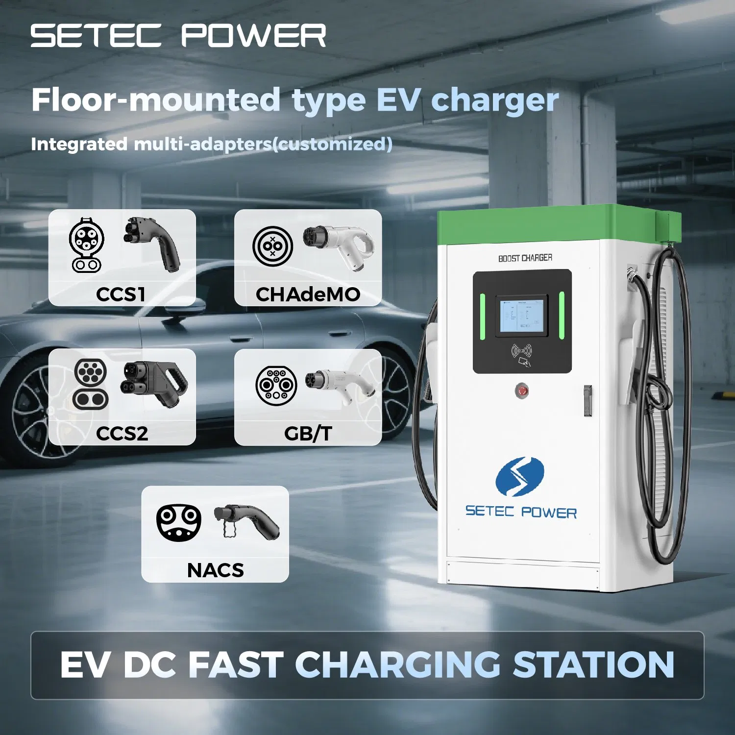 SETEC POWER Integrated Dual Adapters Photovoltaic Solar Energy Storage DC EV Electric Car Charging Station