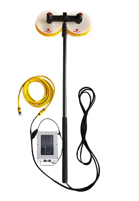 Factory Direct Solar Cleaning Equipment Electric Photovoltaic Panel Cleaning Brush Double Head Solar Panel Cleaning Brush with Telescopic Rod