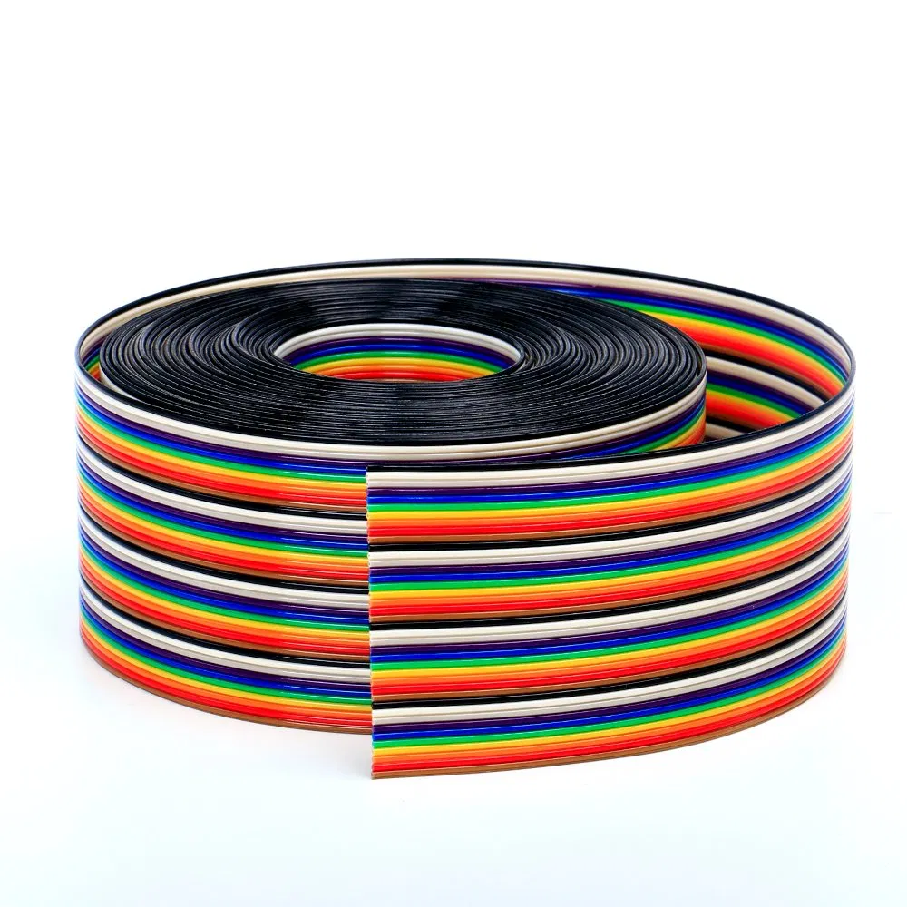 AWG28 (7*0.127mm) Rainbow Color Ribbon Flat Cable Flexible Flat Cable
