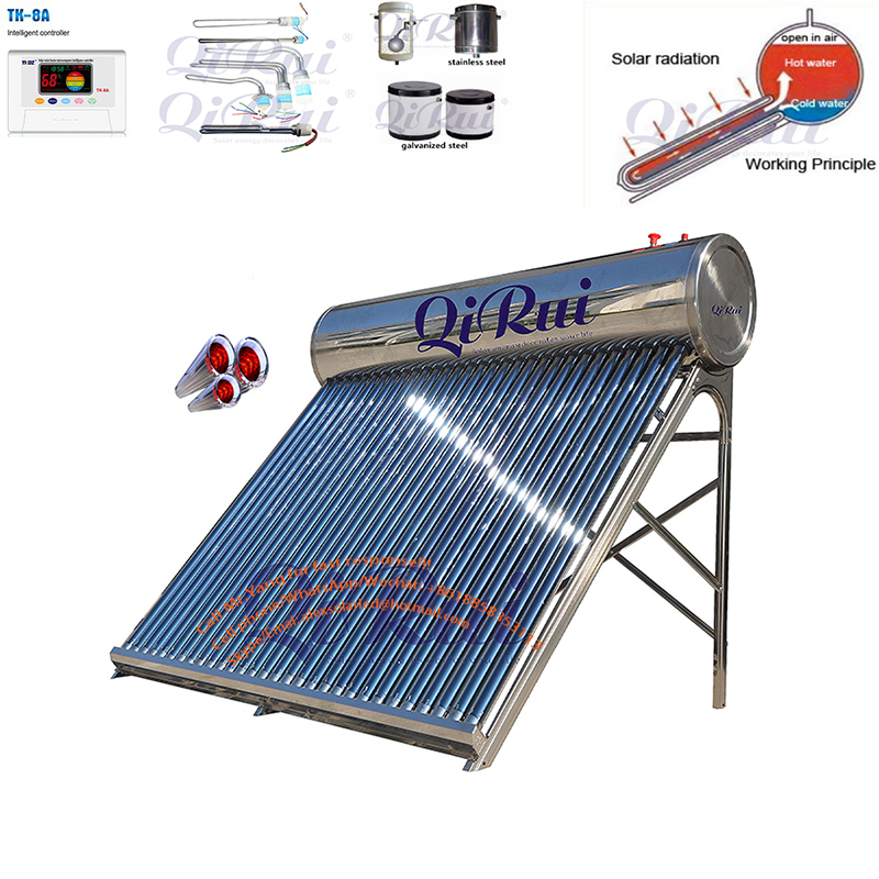 Wholesale 50L- 500L All Stainless Steel Solar Hot Water Heating System Price High Efficiency Low Pressure Direct Vacuum Tube Solar Geyser Water Heater for Home