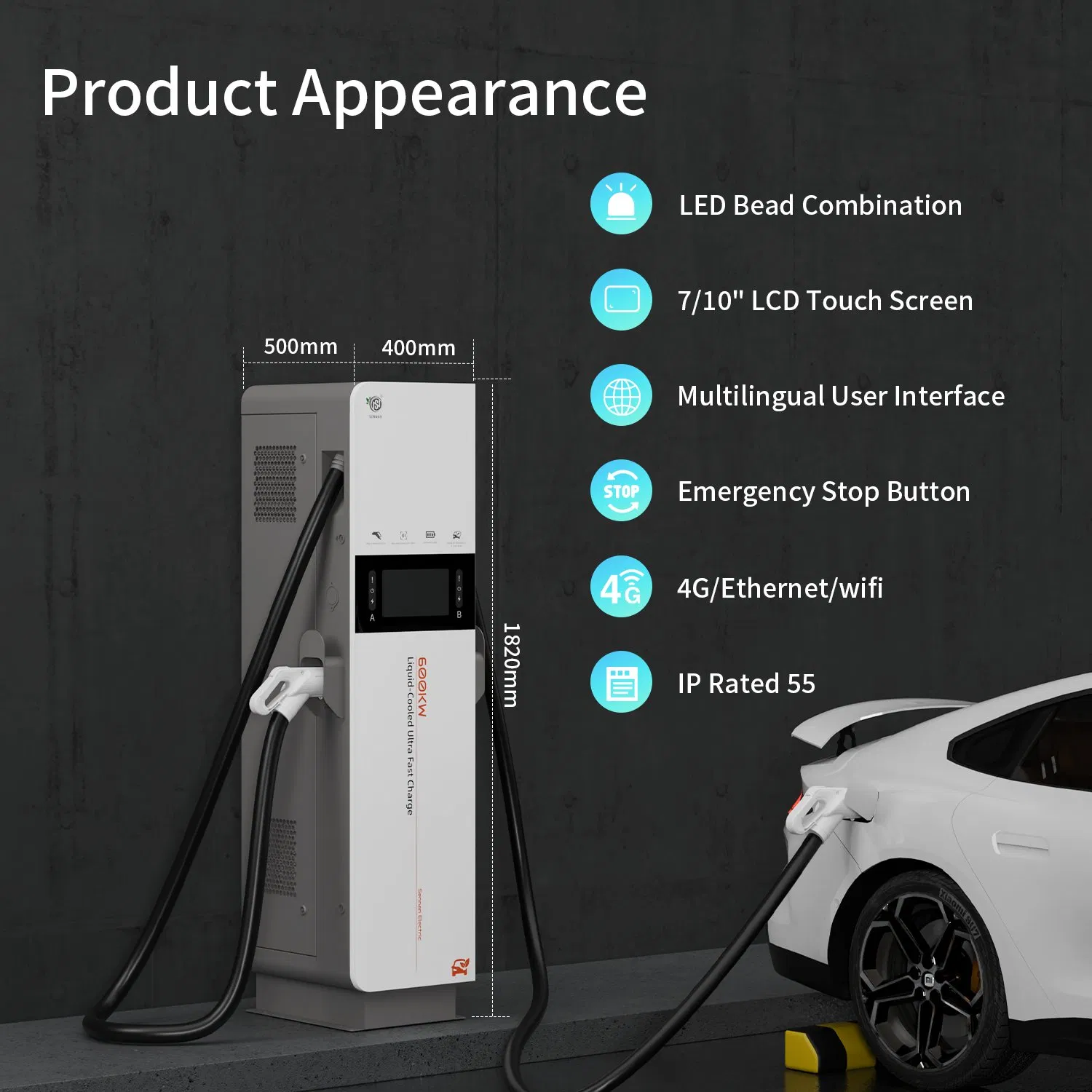 250/600kw Solar Power Bank CCS1/CCS2/Chademo/GB/T/Nacs Floor Mounted EV Charging Station Split Type Air/Liquid-Cooled Super Electric Vehicle DC Charger Terminal