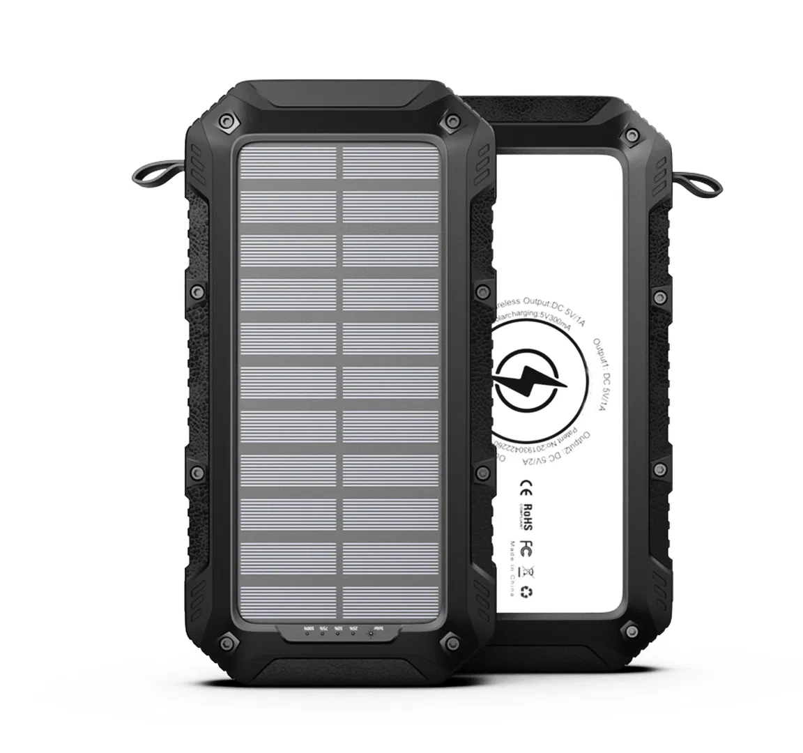 Portable Power Bank Solar Charger, 20000mAh Wireless Charger, Built-in LED Flashlight for All Cell Phone