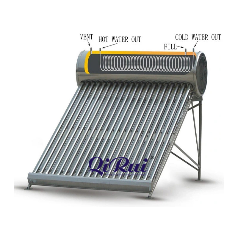 Best Home 150L 200L 240L 300L Integrated Vacuum Tube Coil Solar Water System All Stainless Steel Pressurized Solar Hot Water Heating Heater with Copper Pipe