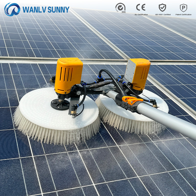 Battery-Powered Solar Panel Cleaning Brush Water-Fed Telescopic Pole Solar Cleaning Machine