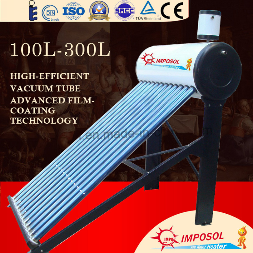 100L-300L Non-Pressure Galvanized Steel Heat Pipe Vacuum Tube Solar Energy Water Heater