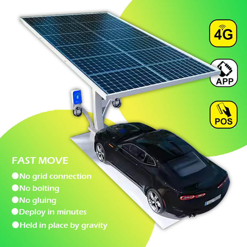 Personal Home Solar Carport Charging Station Solar Mounting System with EV Charging Capability for Electric Cars