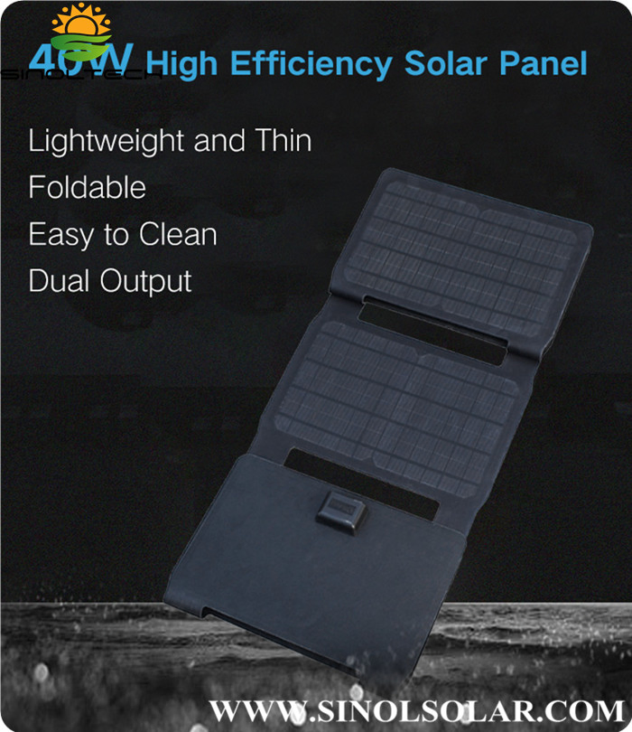 40W Portable Folding Laptop and Phone Solar Panel Charger for 19V Laptops (FSC-F0-400)