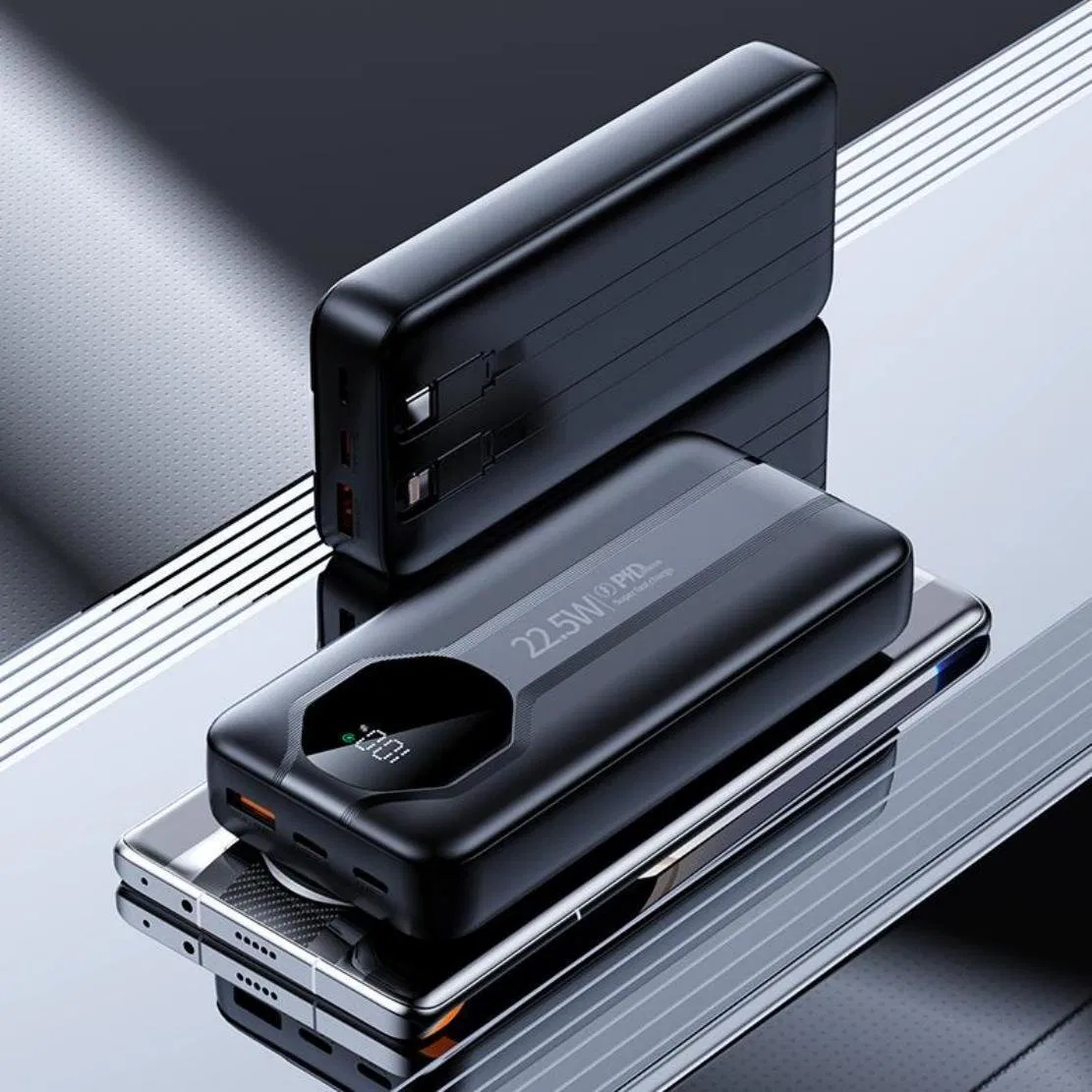 Tlida Portable Charger 20000mAh Super Fast 22.5W Charging with Built-in Cable, Universal External Battery