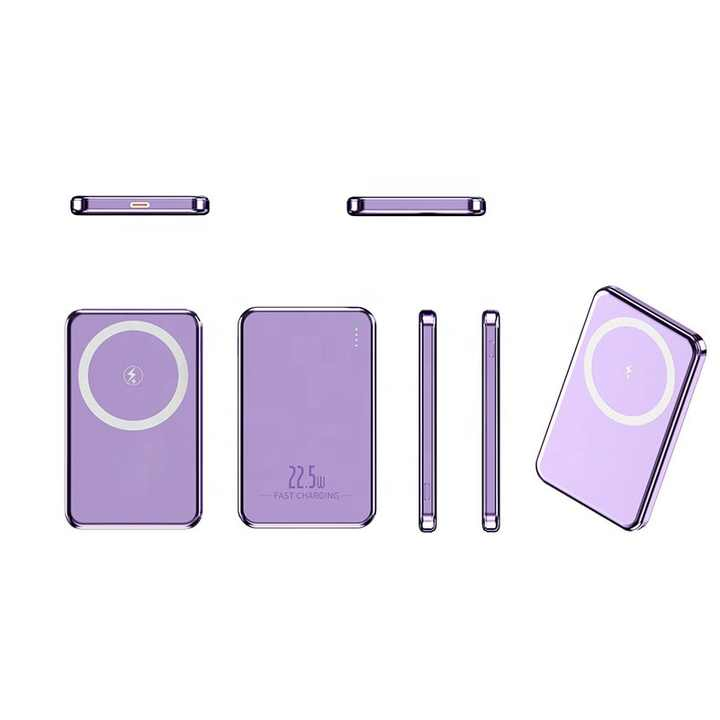 Pocket External Battery Packs Slim Magnetic Mini Aluminum Portable Ultra-Thin Powerbank Wireless Magnet Charger Power Banks 15W