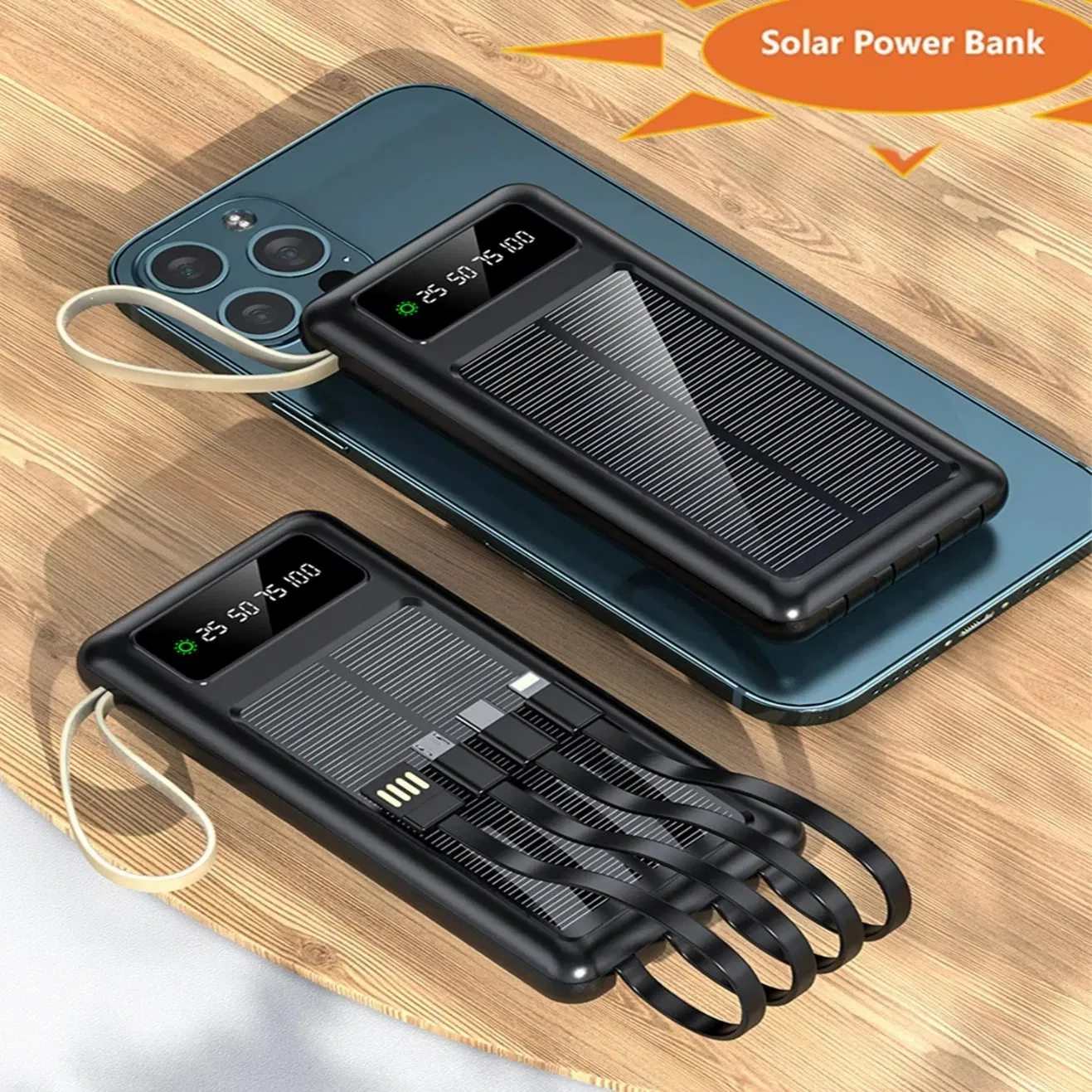 20000mAh Portable Charger for Android Smartphones, 4 USB Ports, High-Speed Panel, External Battery Pack, Solar Power Bank
