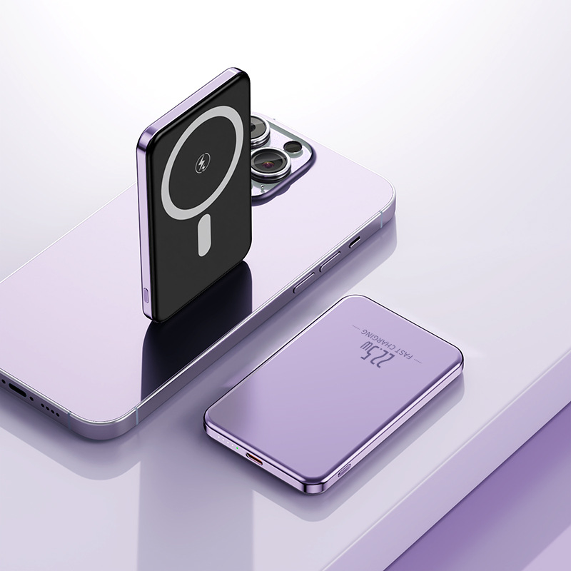 Pocket External Battery Packs Slim Magnetic Mini Aluminum Portable Ultra-Thin Powerbank Wireless Magnet Charger Power Banks 15W
