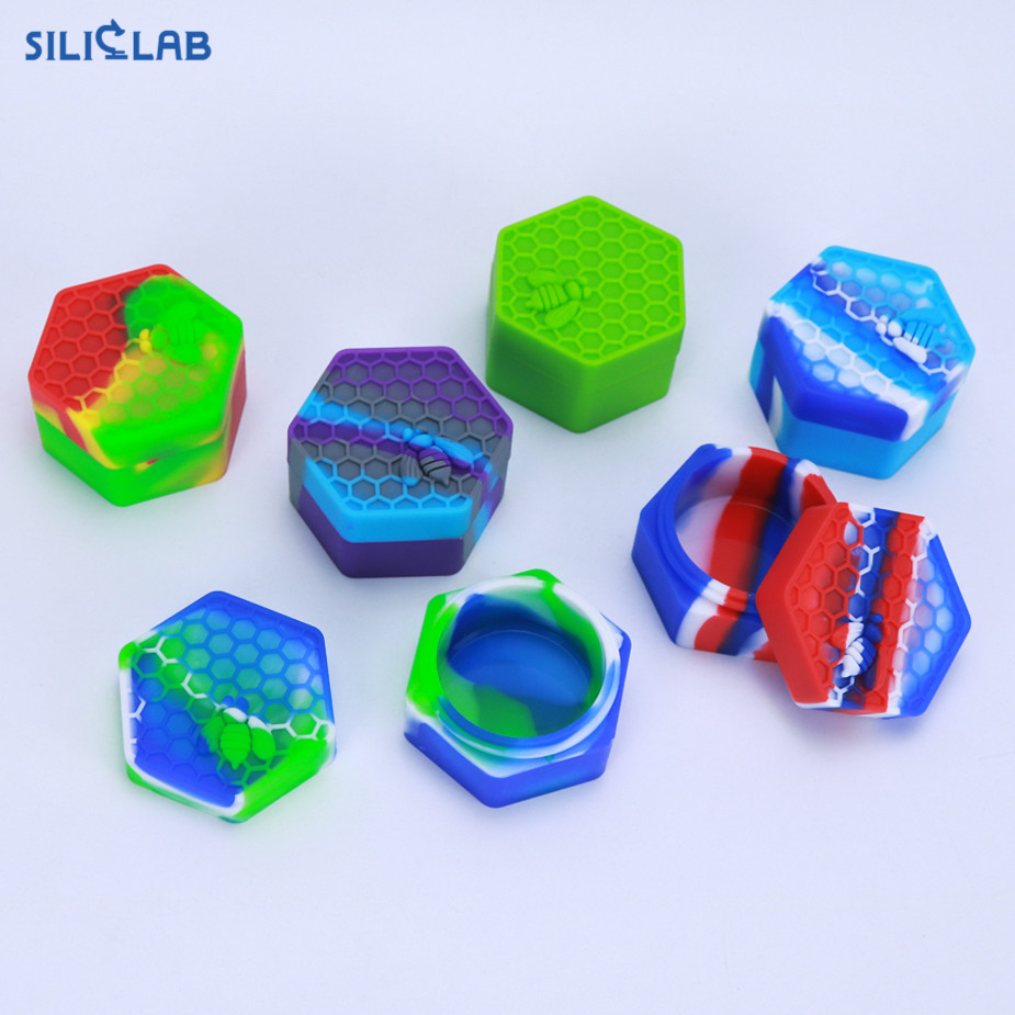 26ml Hexagon Honeybee Silicone Container Wax Carving Container for Herb Storage Jar