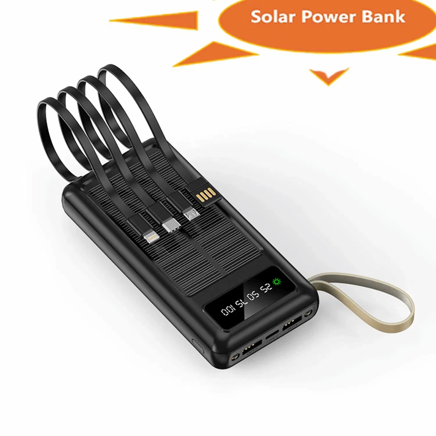20000mAh Portable Charger for Android Smartphones, 4 USB Ports, High-Speed Panel, External Battery Pack, Solar Power Bank