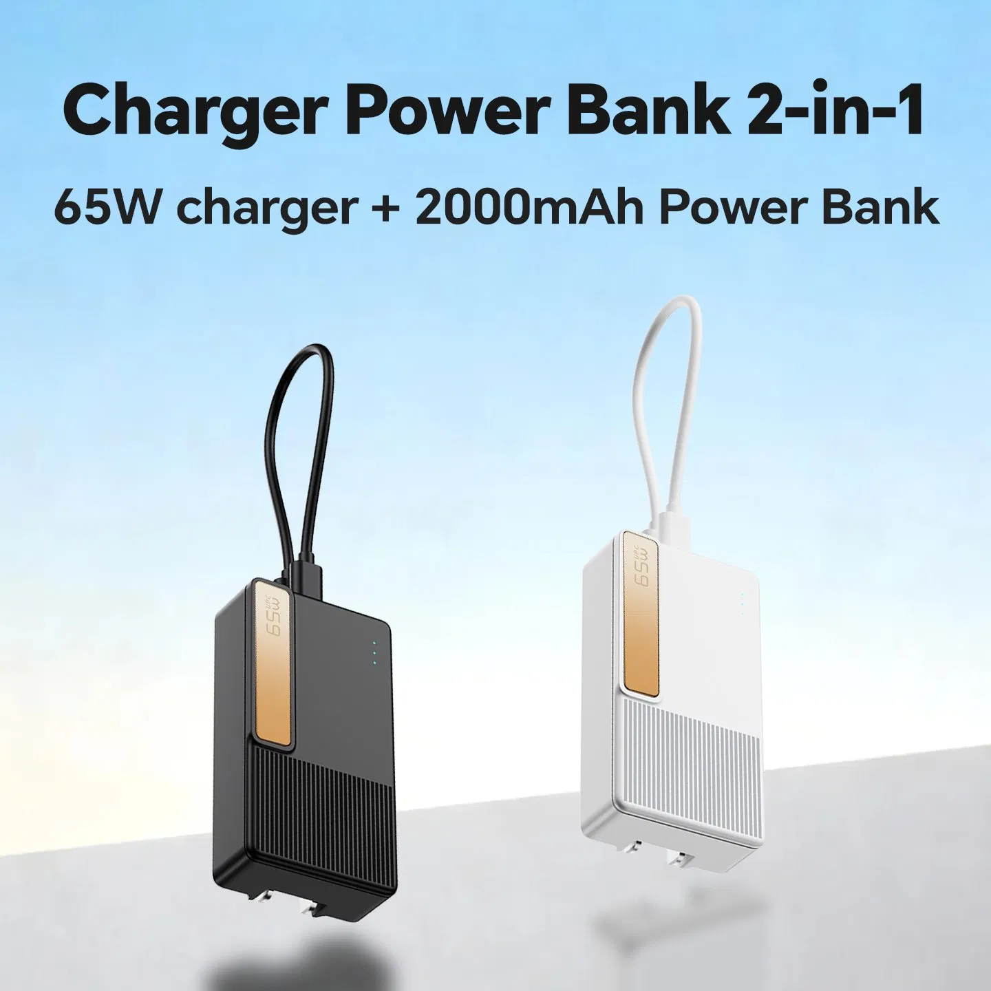 GaN External Battery with AC &amp; Wall Plug, 2-in-1 Uninterruptible Charger Full Protection, Flight-Approved Pocket Portable Charger for iPhone Samsung Mobile