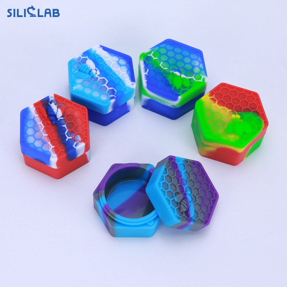 26ml Hexagon Honeybee Silicone Container Wax Carving Container for Herb Storage Jar