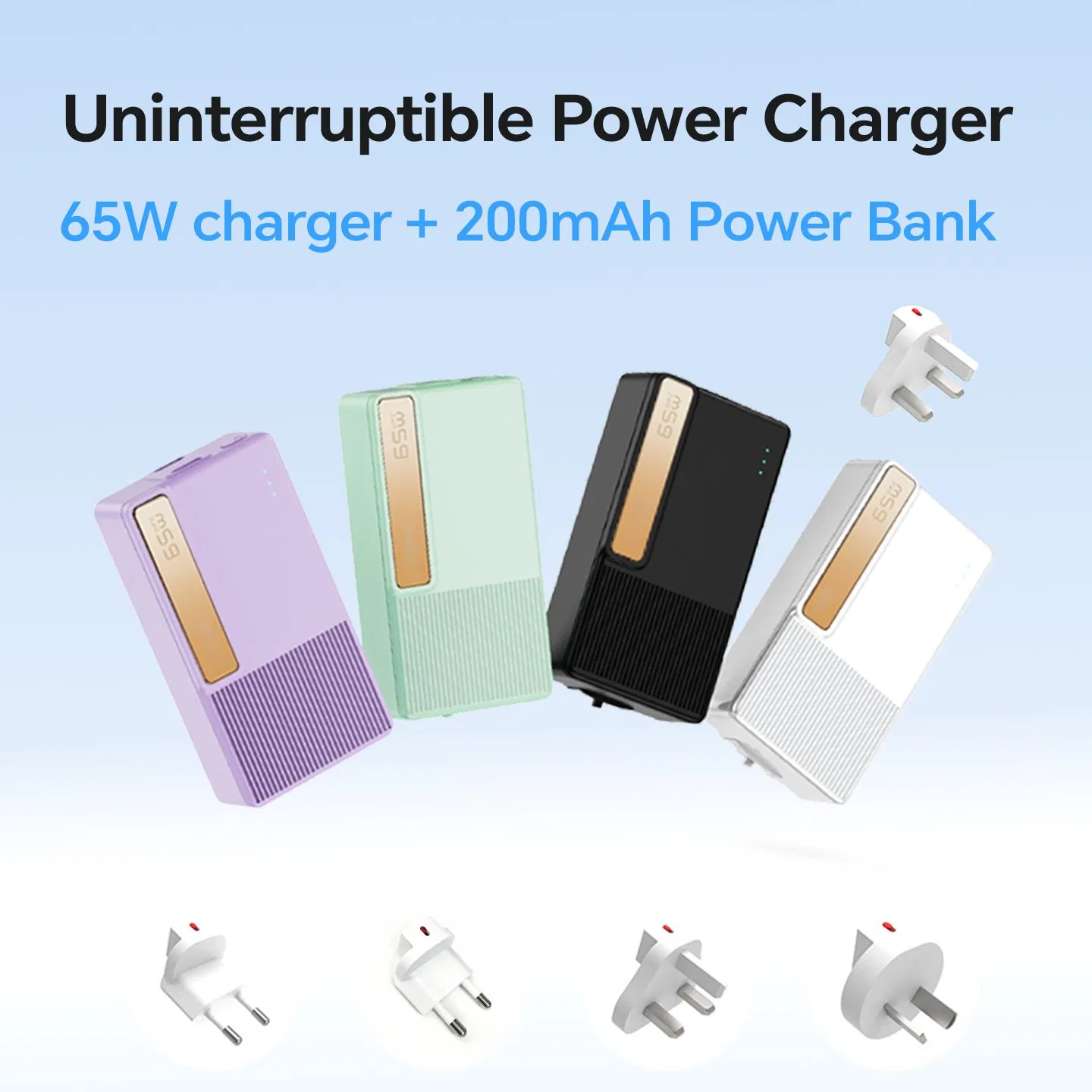 65W GaN Pd Uninterruptible Power Charger 2000mAh Power Bank 2-in-1 Pocket Portable External Battery for Laptops Business Travel and Gifts