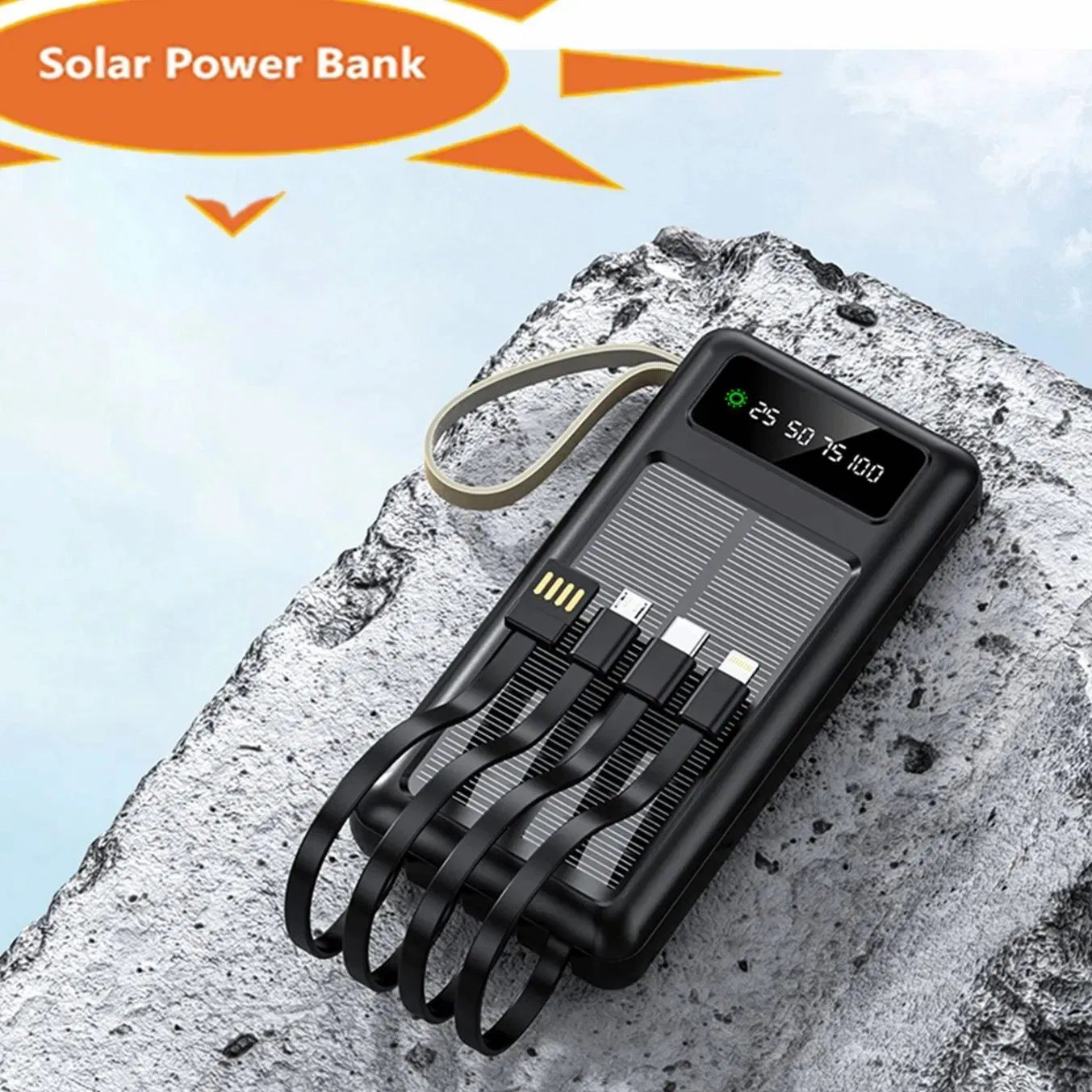 20000mAh Portable Charger for Android Smartphones, 4 USB Ports, High-Speed Panel, External Battery Pack, Solar Power Bank