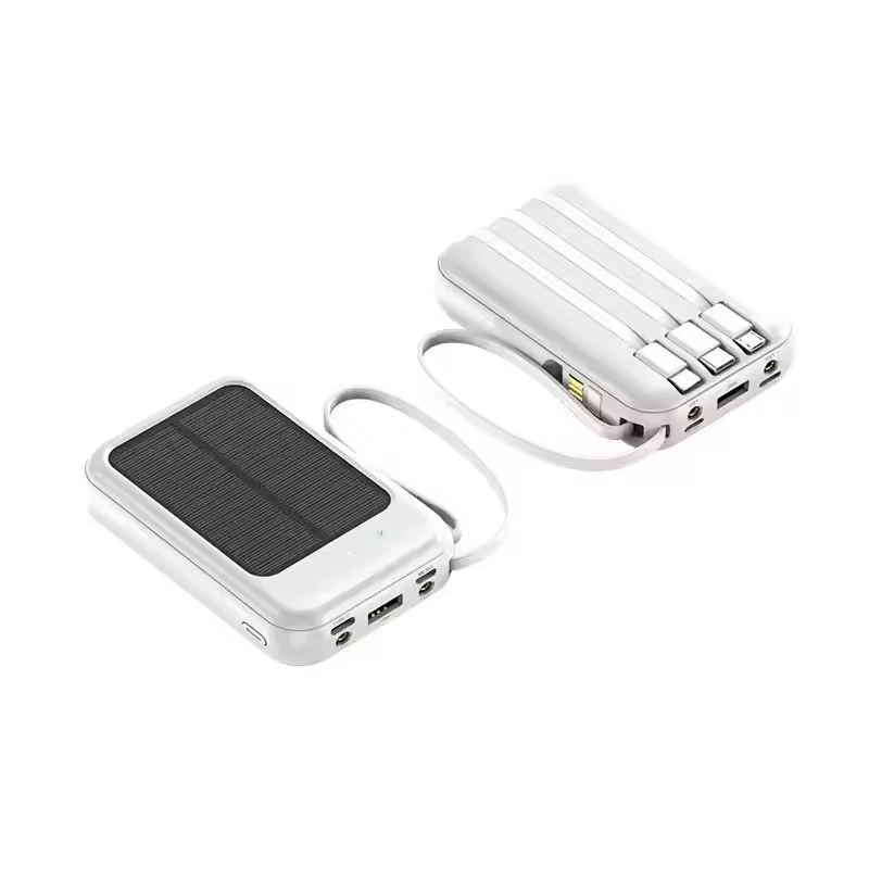 Solar Charger Power Bank 20000mAh External Battery Powerbank with LED Display Built-in Cables for Phone Charger