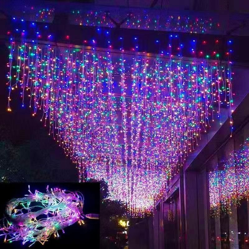 إضاءة خيطية على شكل icicle لزينة حفلات الزفاف في الهواء الطلق في المراكز التجارية، أجواء احتفالية مبهجة